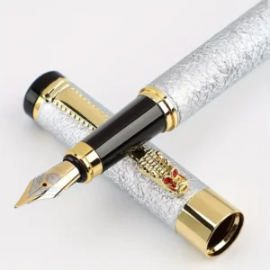 stilou metalic argintiu cu penita iridium 0.5mm