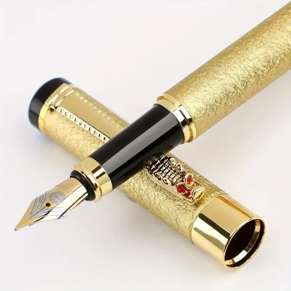 stilou metalic auriu cu penita iridium 0.5mm