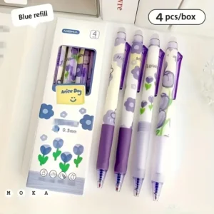 Set de 4 pixuri violet cu click radiera si cerneala termica
