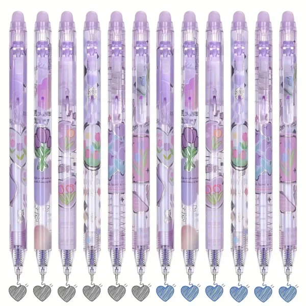 Set de 6 pixuri mov cu click si cerneala termica