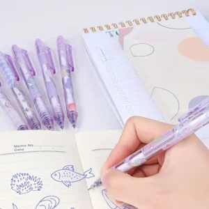 Set de 6 pixuri mov cu click si cerneala termica3