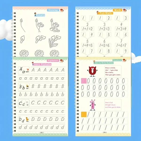SET 4 CAIETE REUTILIZABILE PRRESCOLARI+PIX CU 6 REZERVE TERM4