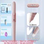 Set stilou cu radiera violet cu 10 rezerve termice si radiera mare