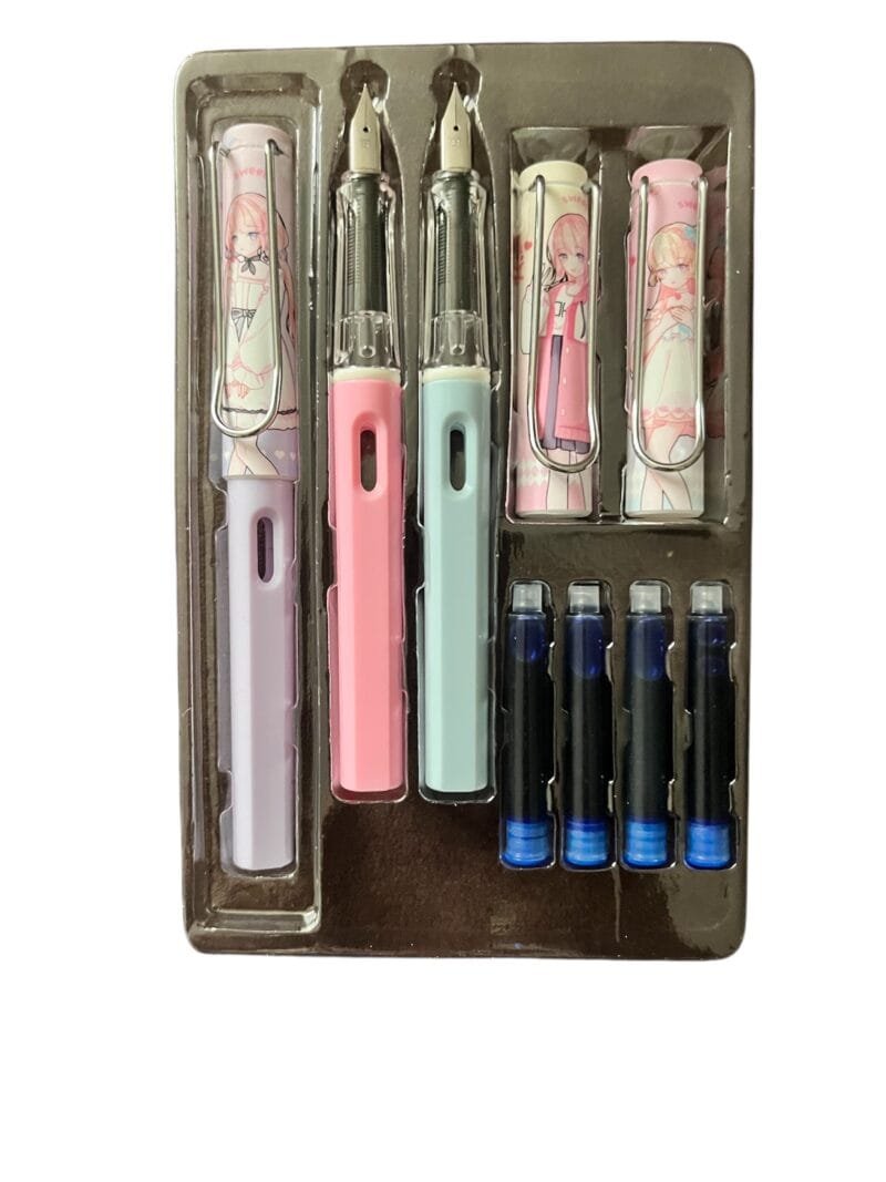 Set 3 stilouri cu penita si 4 rezerve, 14 cm plastic - imagine 7