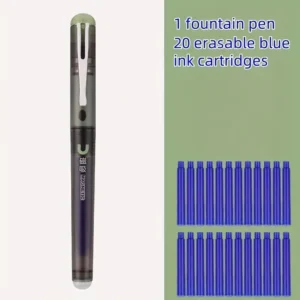 Set 1 Stilou Magnetic Verde + 20 Rezerve de Cerneală Termosensibila , Vârf Electroplacat 0,38mm