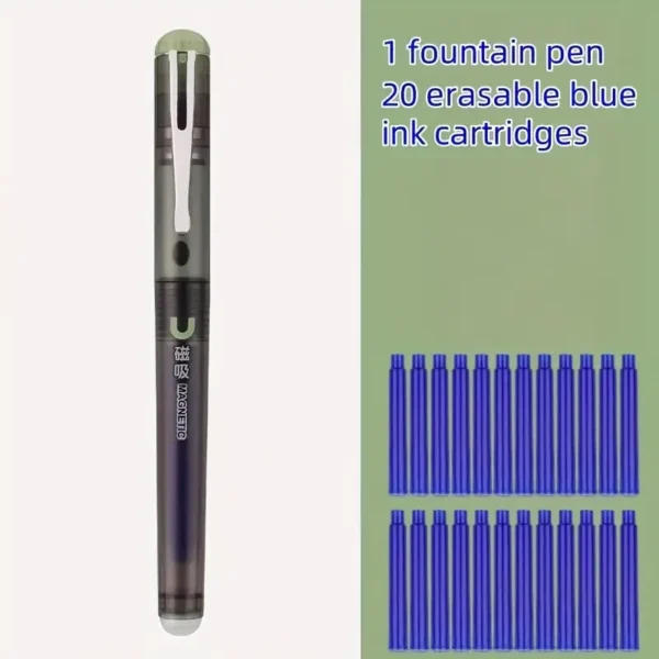Set 1 Stilou Magnetic Verde + 20 Rezerve de Cerneală Termosensibila , Vârf Electroplacat 0,38mm