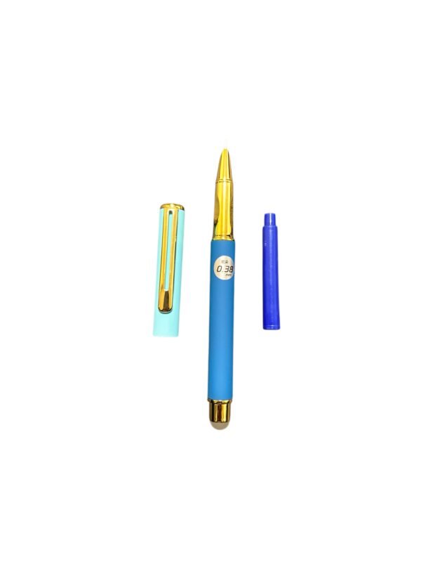 Stilou metalic multicolor cu penita 0.38mm albastru